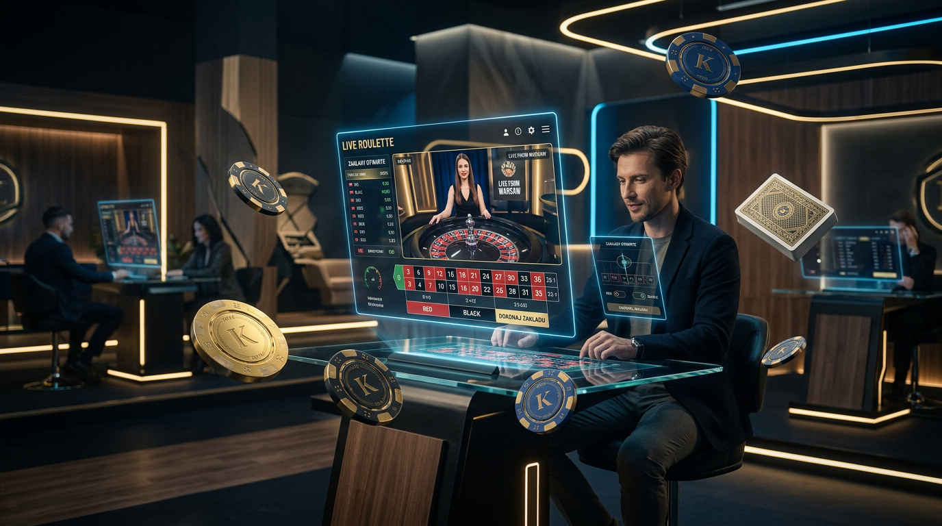 Futuristic online casino lobby representing legal gambling standards in 2026