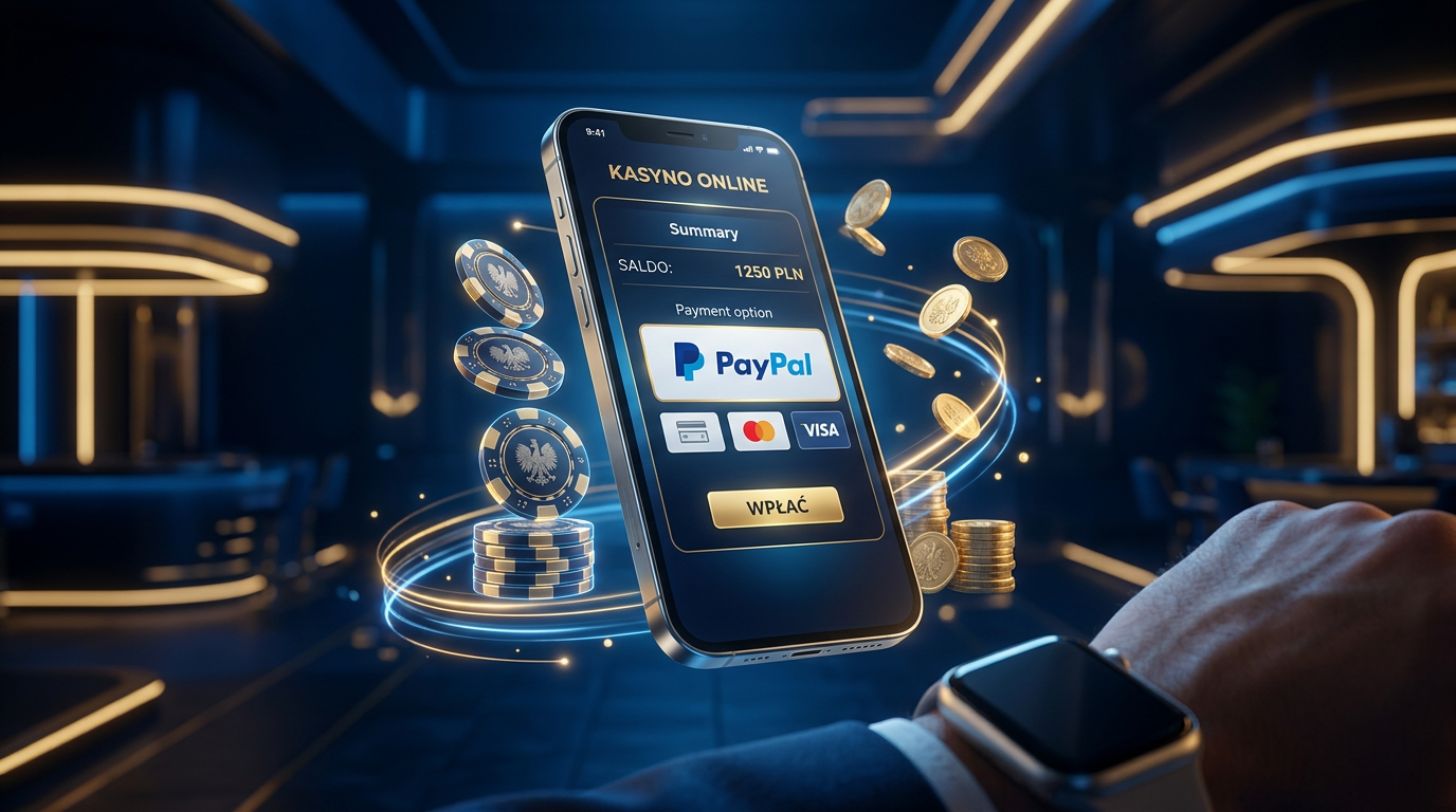 Futurystyczny interfejs portfela cyfrowego PayPal w kontekście kasyna online